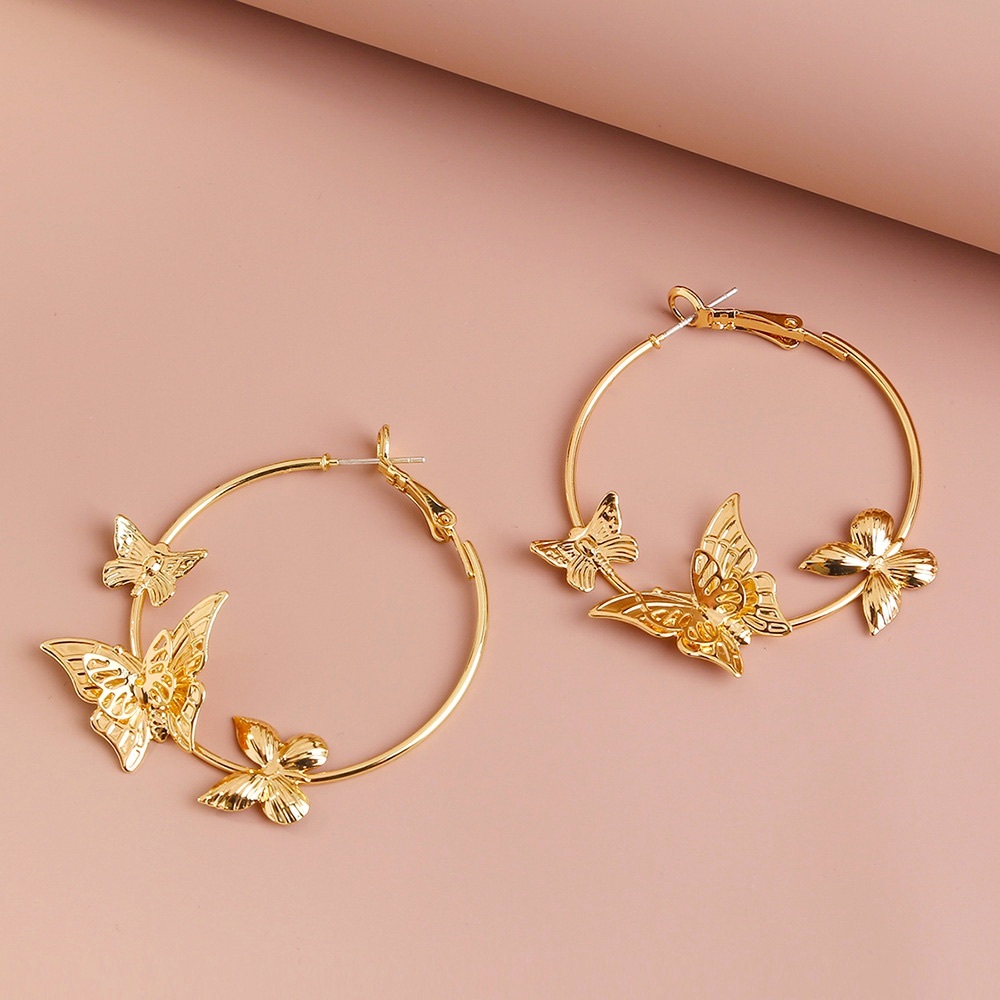 Butterfly gold hoops